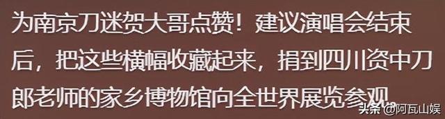 南京刀郎演唱会,100米超长横幅!一生要强苏大强,你让下一站咋比？